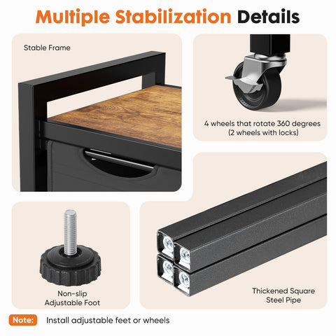 DUMOS lockable wheel detail showing smooth mobility and secure locking