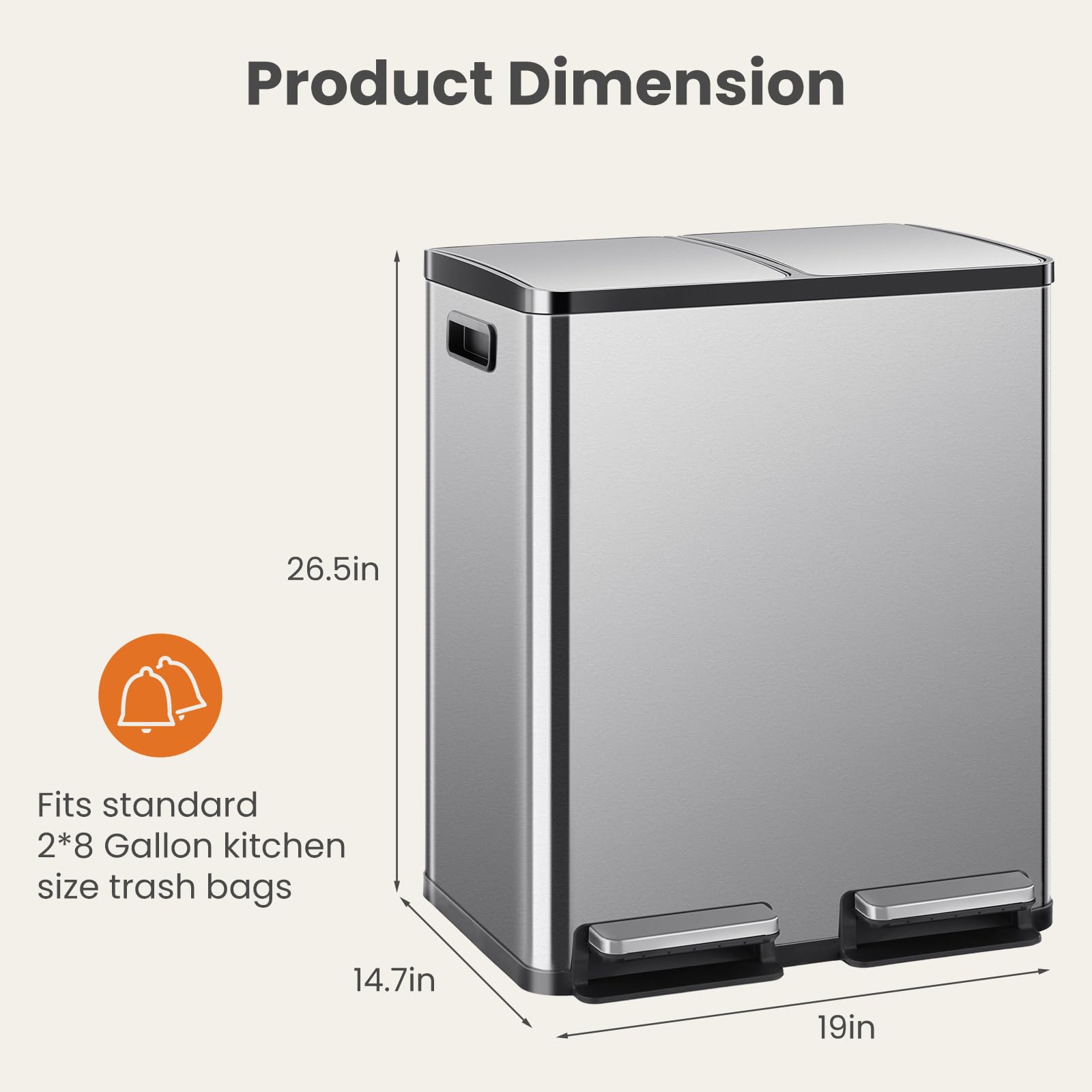 DUMOS stainless steel exterior highlighting fingerprint-resistant finish for easy wiping