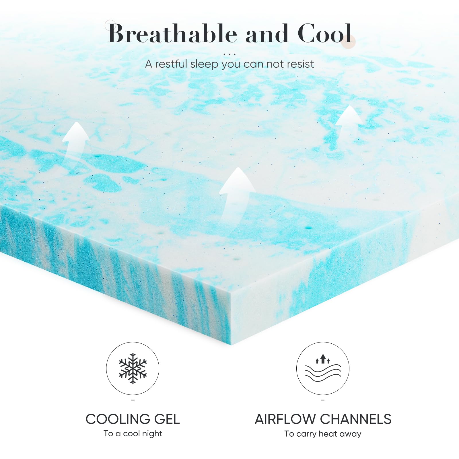 DUMOS close-up of gel-infused foam texture improving temperature control