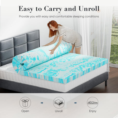 DUMOS king-size topper spread on bed offering full-frame comfort