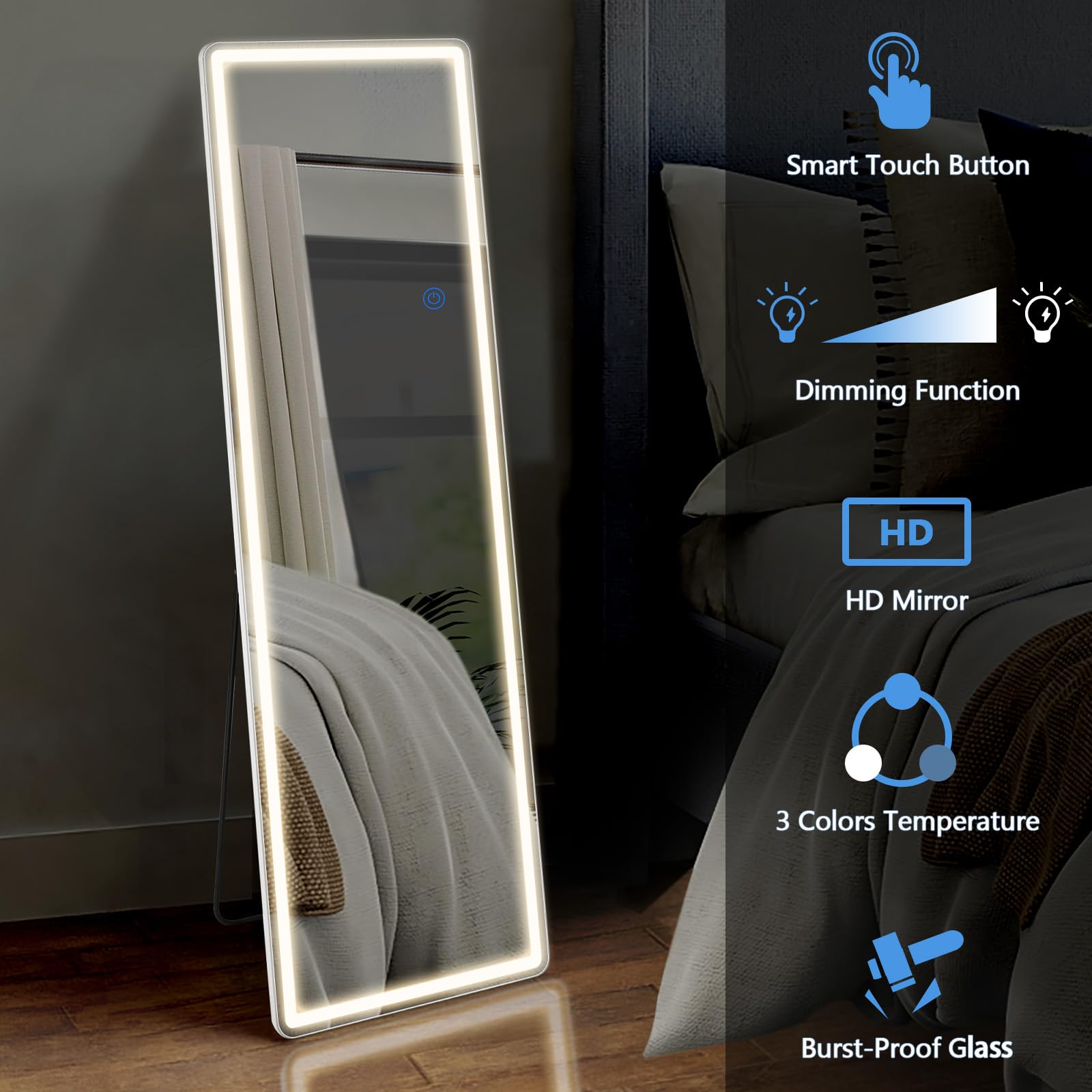 DUMOS wall-mounted vertically showing secure installation and full-body view benefit