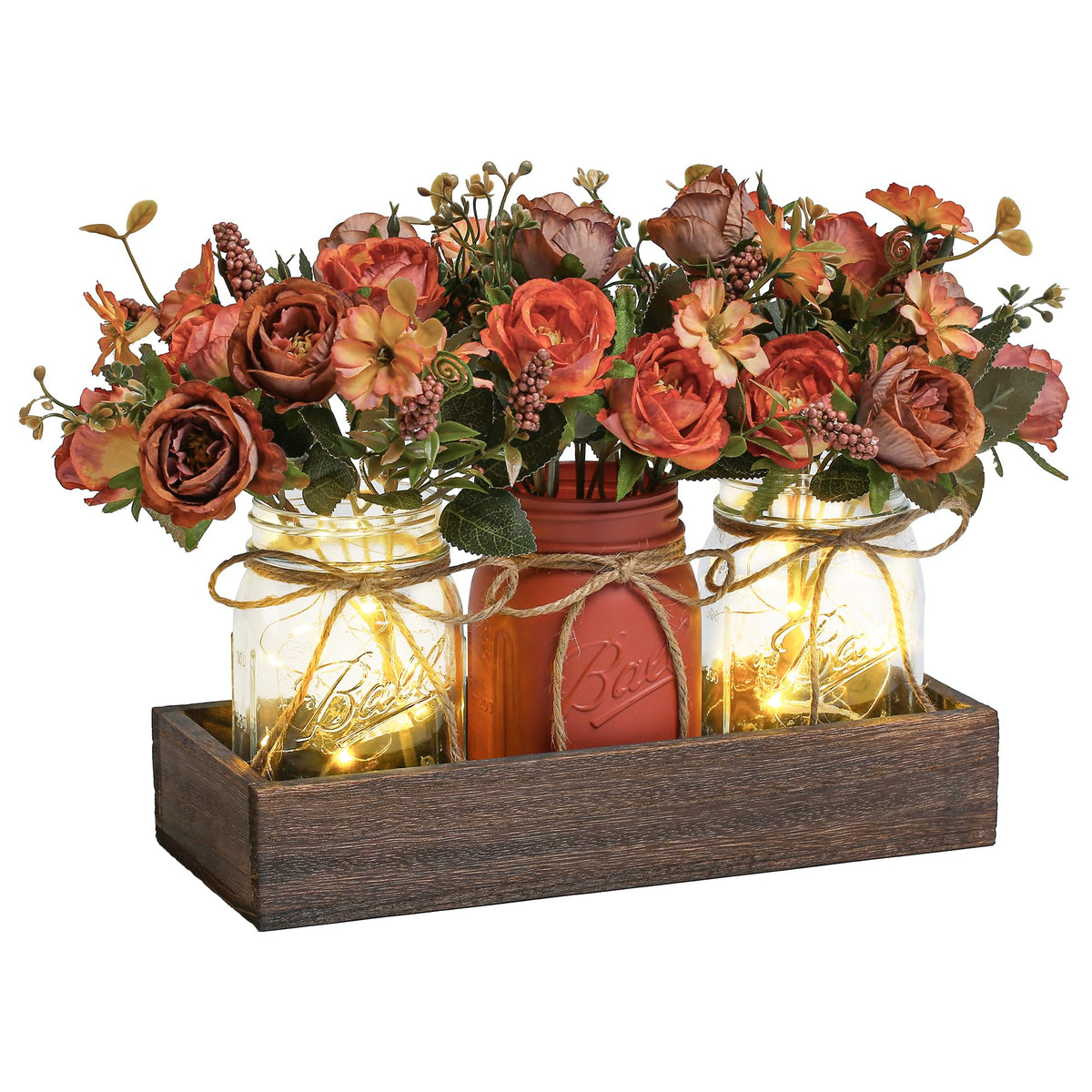 DUOER front view showing jars and tray, adds farmhouse charm