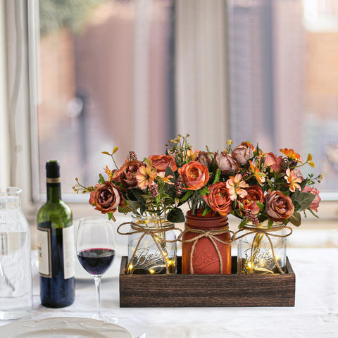 DUOER jars arranged with flowers, creates instant table focal point