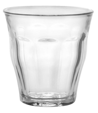 Duralex Picardie front view showing clear glass and balanced shape, durable daily use