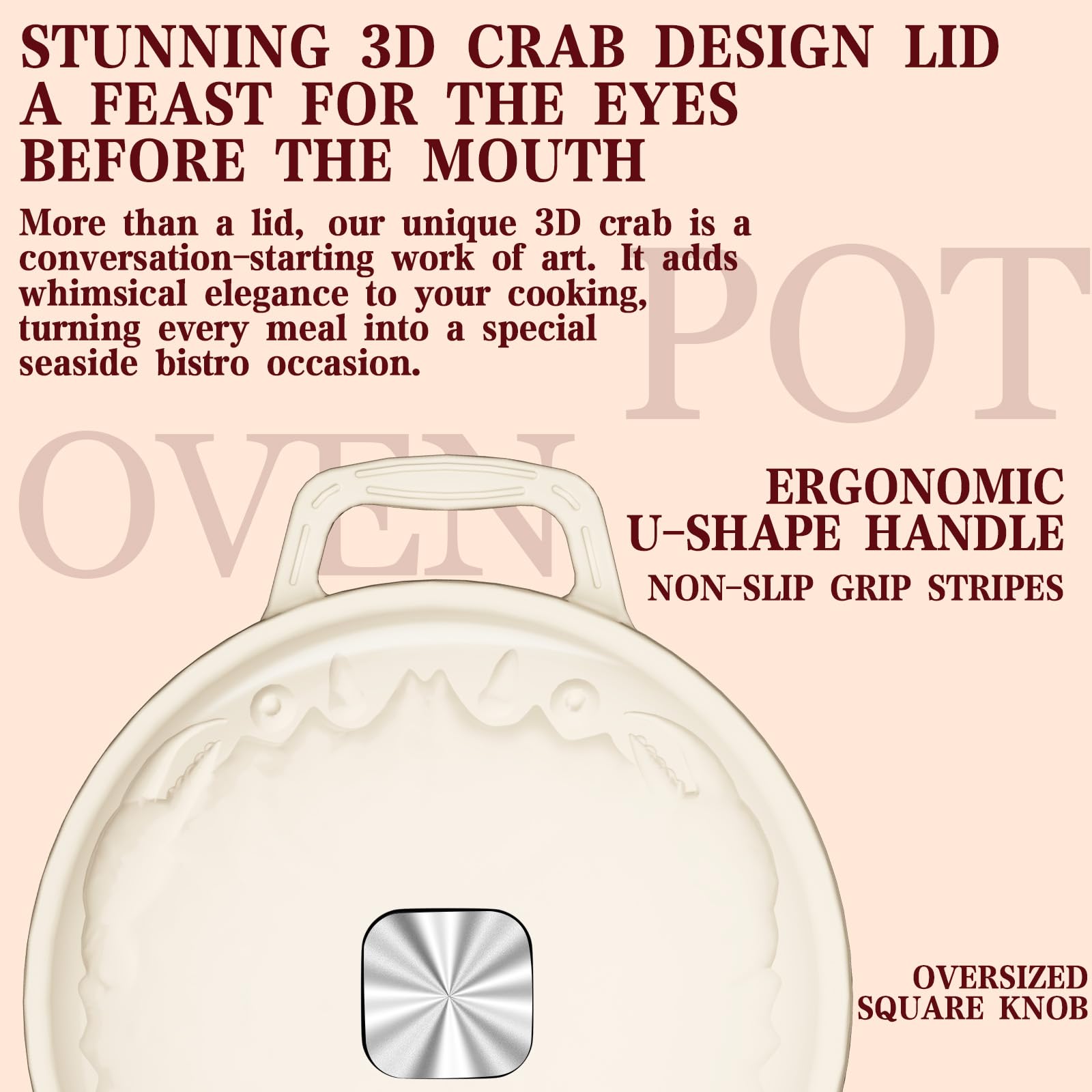 DUTZUN crab lid detail showcasing embossed design and moisture retention