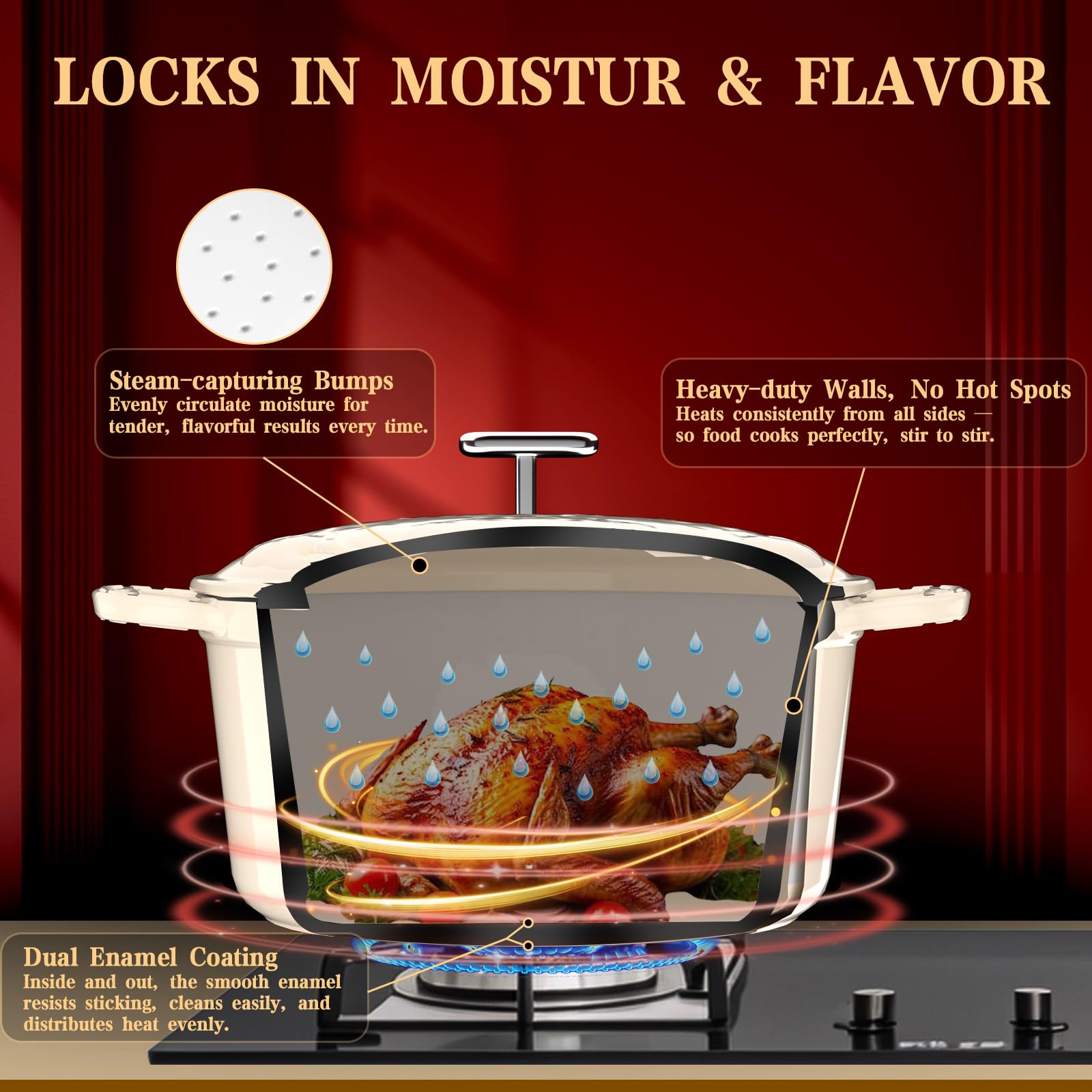DUTZUN on induction stovetop demonstrating even heating and searing benefit