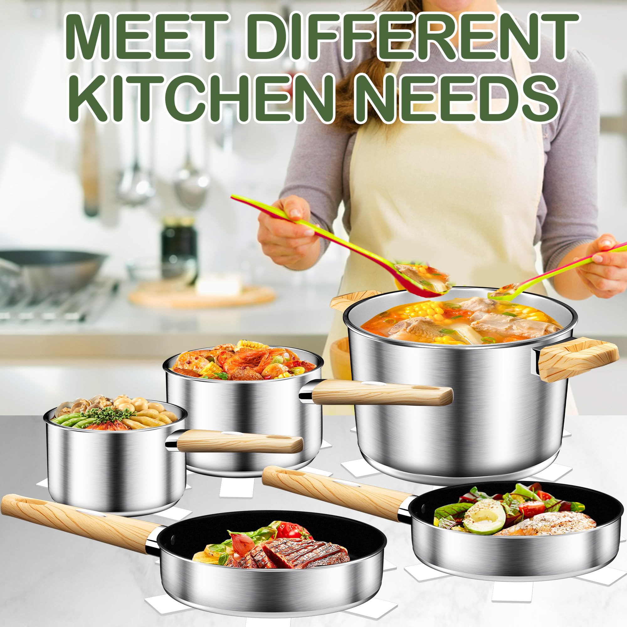 DUTZUN cookware next to common kitchen items showing compact storage