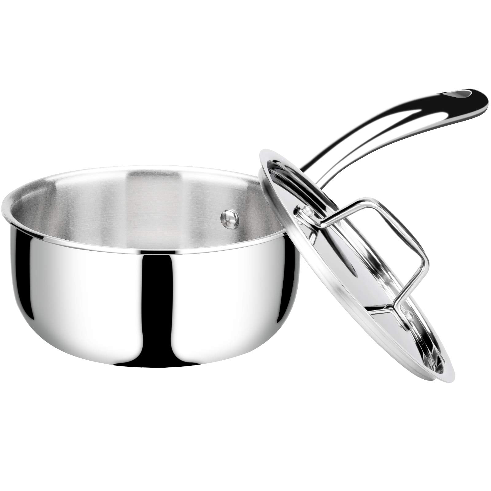 Duxtop front view with lid showing compact, even-heating pot benefit