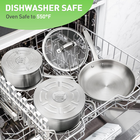 duxtop fry pans and steam basket displayed side-by-side for quick size comparison