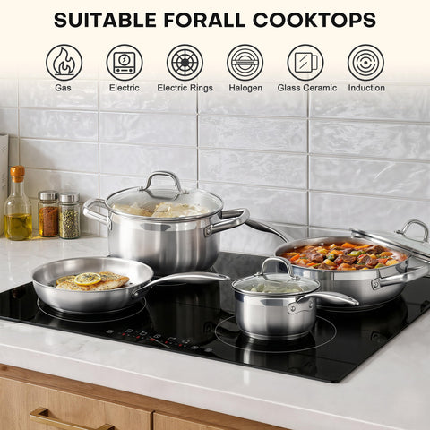 duxtop fry pans cooking on induction hob demonstrating quick responsive heating
