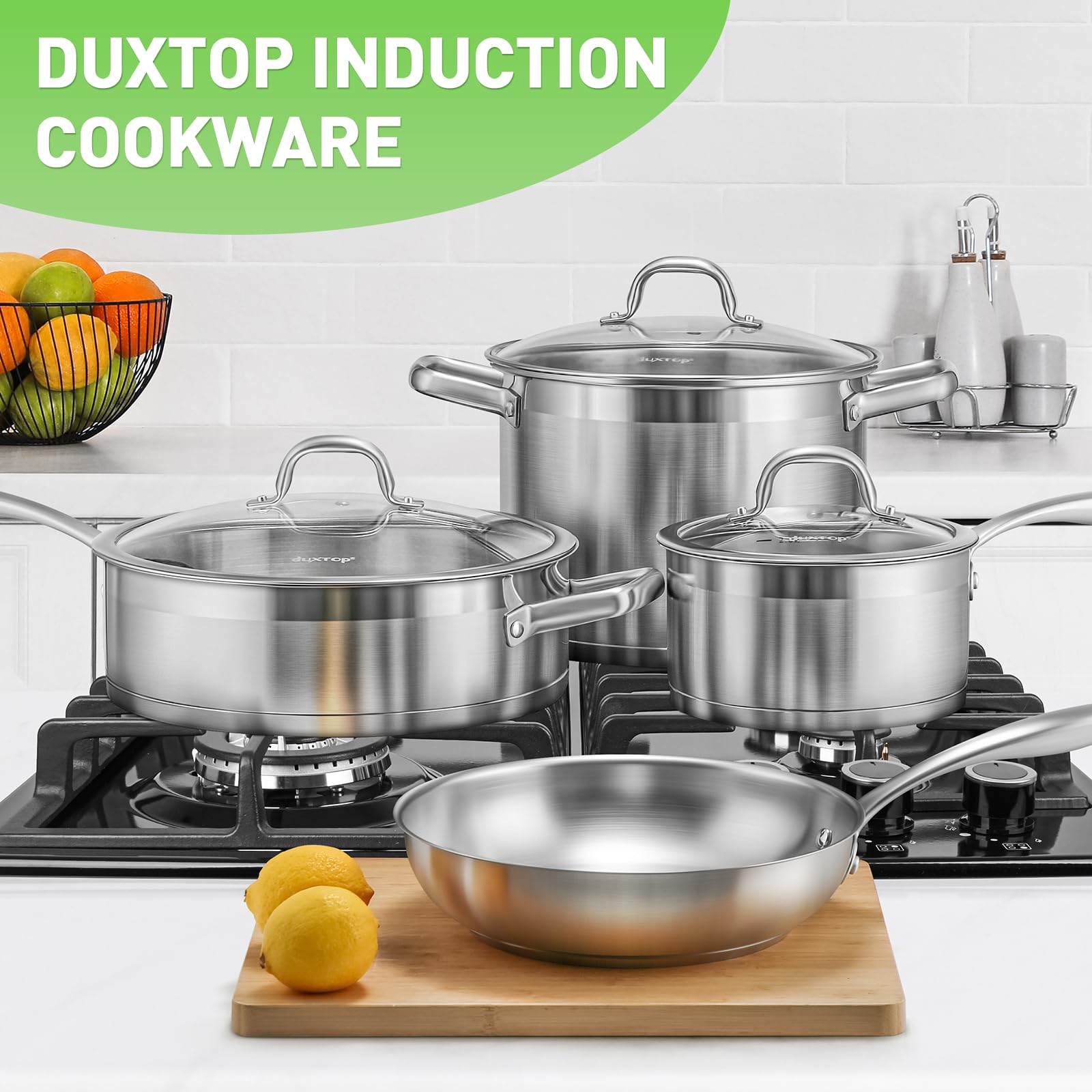 duxtop cookware in a modern kitchen cooking soup to show real-world meal prep
