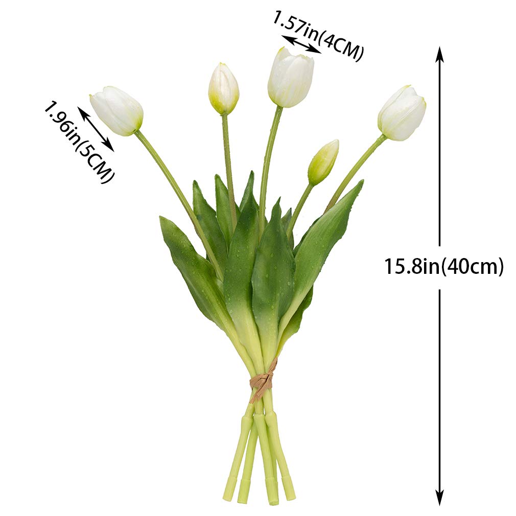 DUYONE tulip stems close-up showing bendable iron core for easy arranging benefit
