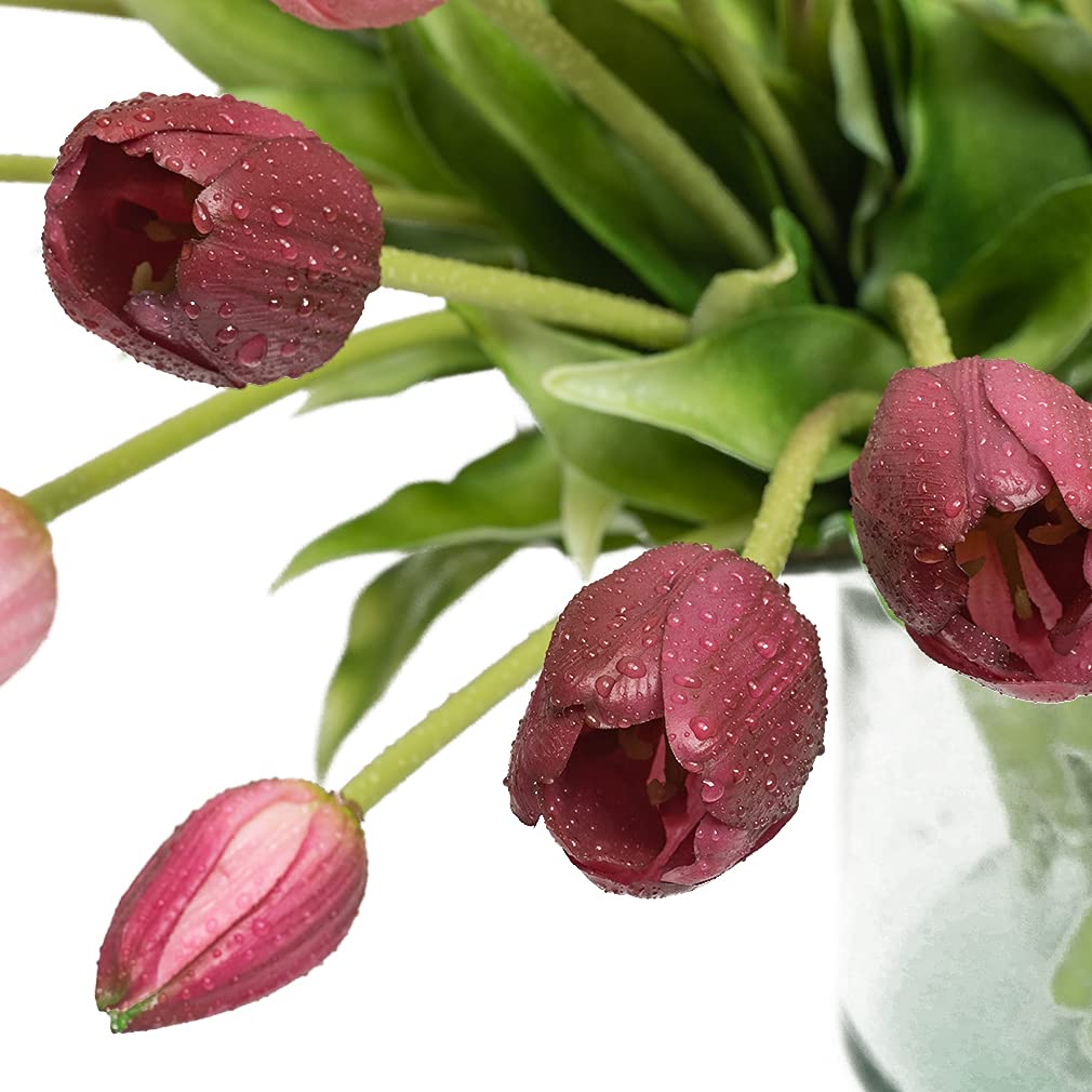 DUYONE tulips in a vase on dining table adding long-lasting decor benefit