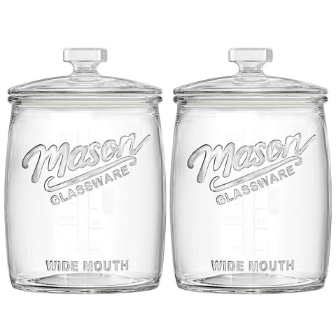 Dwbligt front view of two glass cookie jars showing clear storage benefit