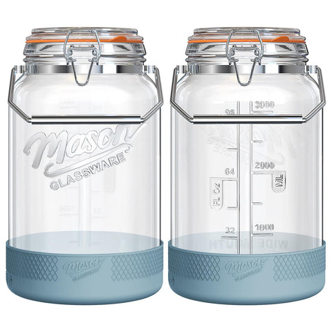 Dwbligt front view of two jars showing clear glass and airtight benefit