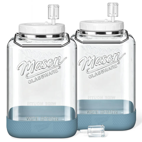 Dwbligt front view of 2-gallon fermentation jar showing capacity and clarity benefits