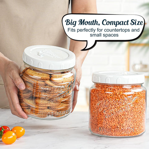Dwbligt jar next to apples for scale showing compact half-gallon capacity advantage