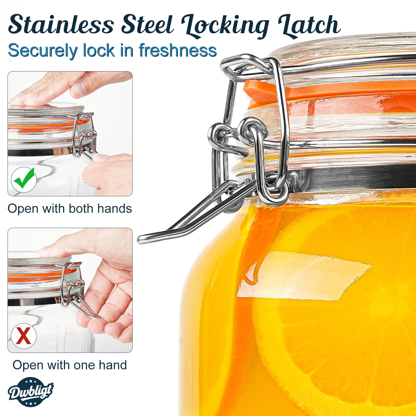 Dwbligt stainless-steel handle detail showing safe, sturdy carrying