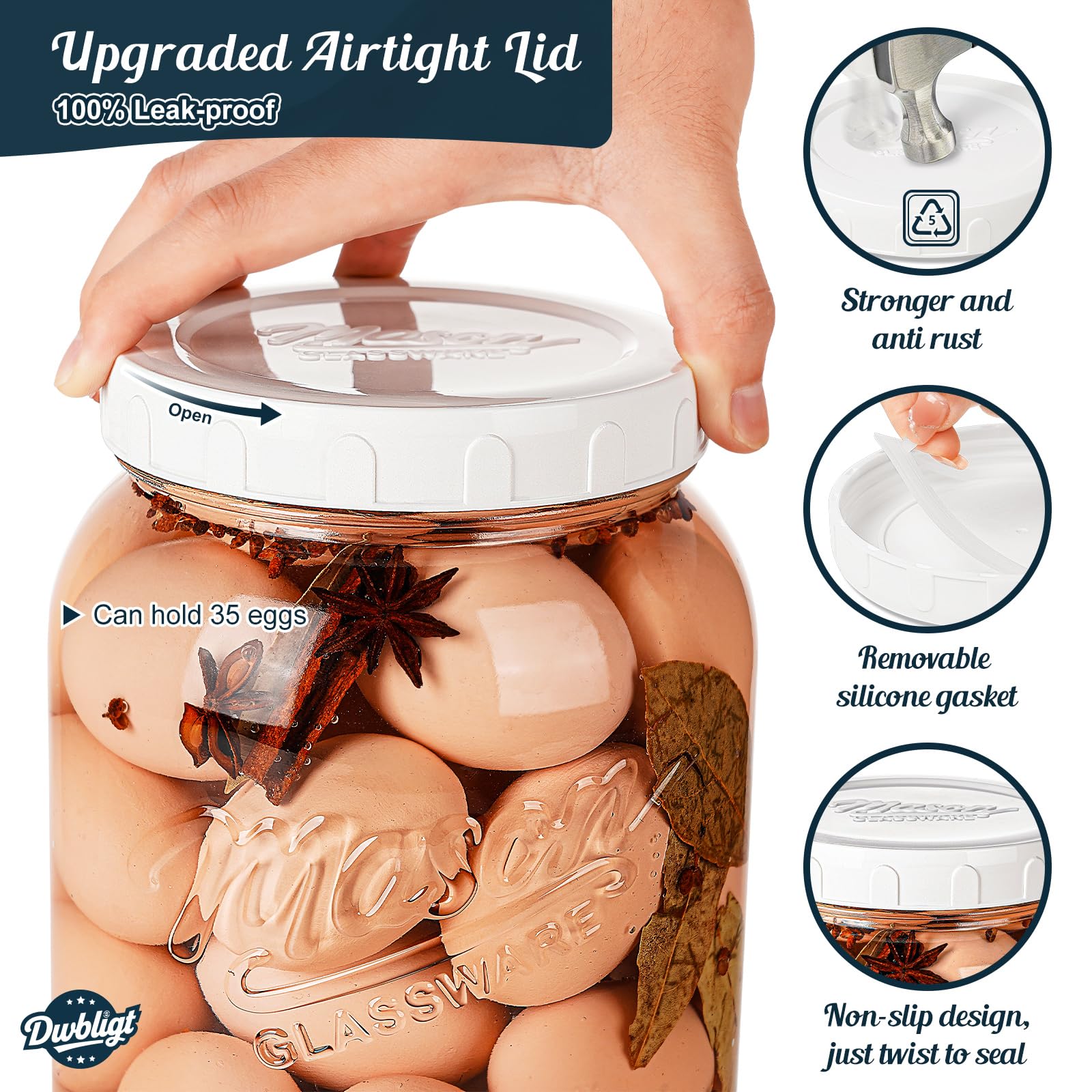 Dwbligt top-down view showing 4.3-inch wide mouth making filling and scooping easy