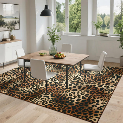 DweIke rug tucked under sofa demonstrating low-profile fit