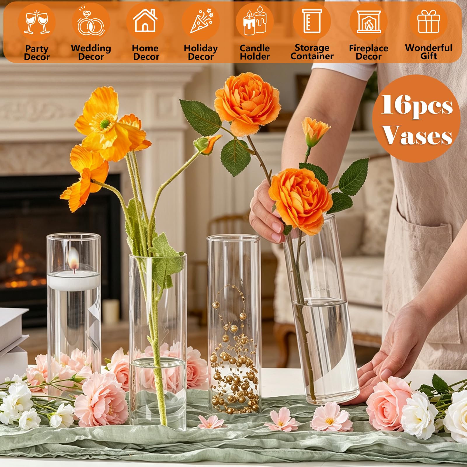 DWLGHT single vase holding a rose stem showing elegant narrow-mouth display