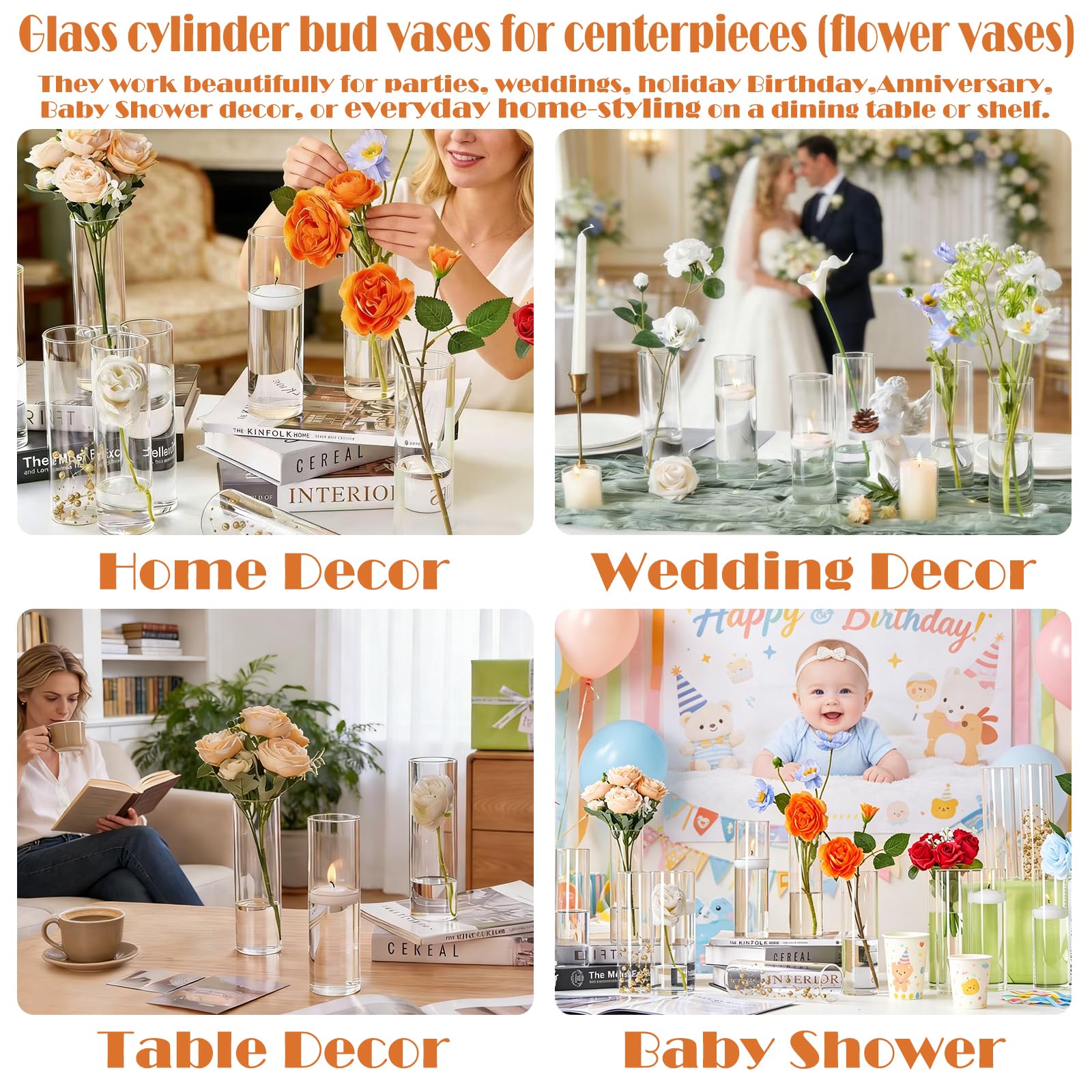 DWLGHT dining table with vases as centerpieces creating cohesive event styling
