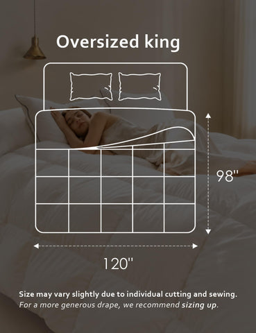DWR size scale laid on king mattress showing full coverage benefit: oversized fit