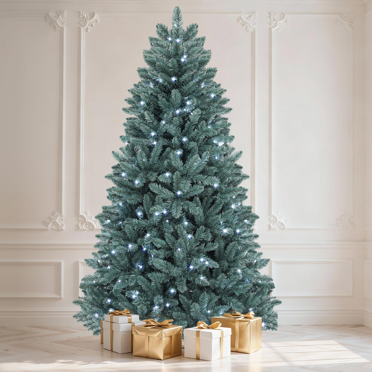 DWVO front view of 6ft Colorado Blue Spruce tree showing full profile and presence