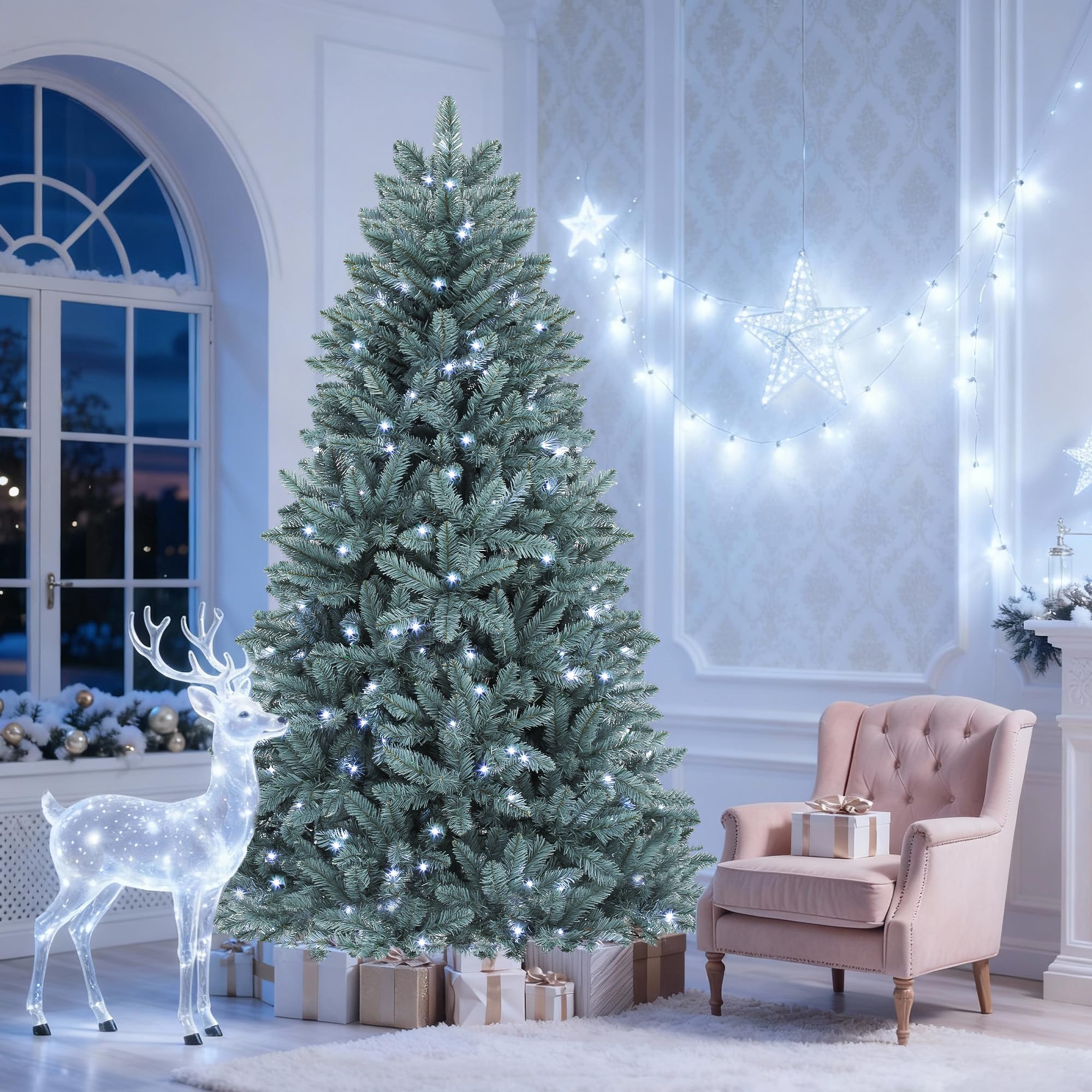 DWVO illuminated branches with 450 cold LEDs showcasing even, crisp white glow
