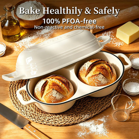 DYCYRQ serving table with two mini loaves presented for gifting or family serving