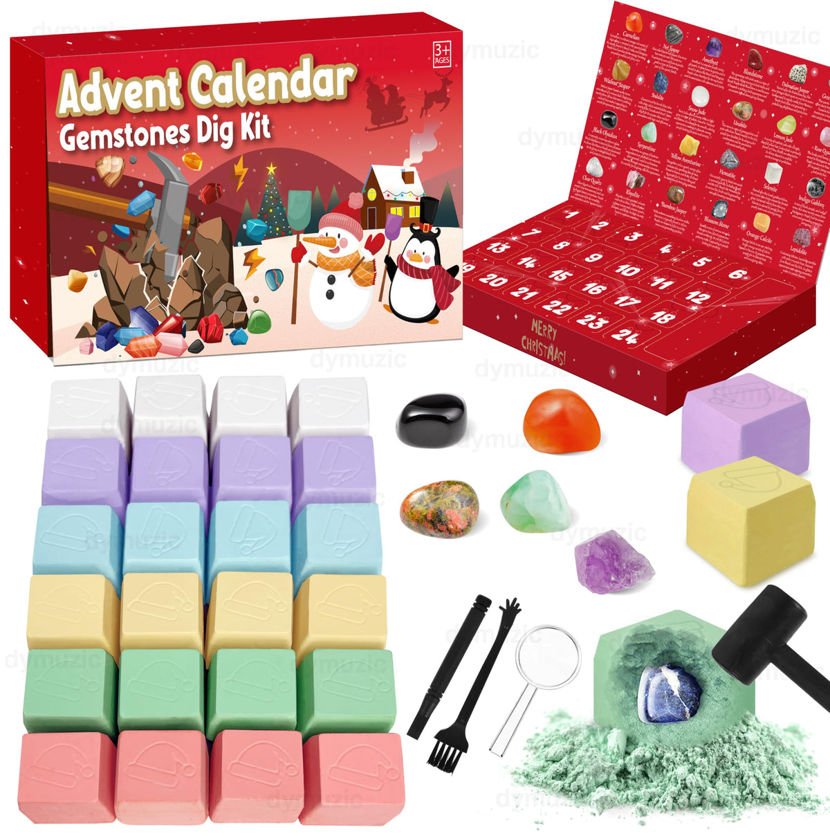 dymuzic advent calendar box front showing festive packaging and 24-day surprise