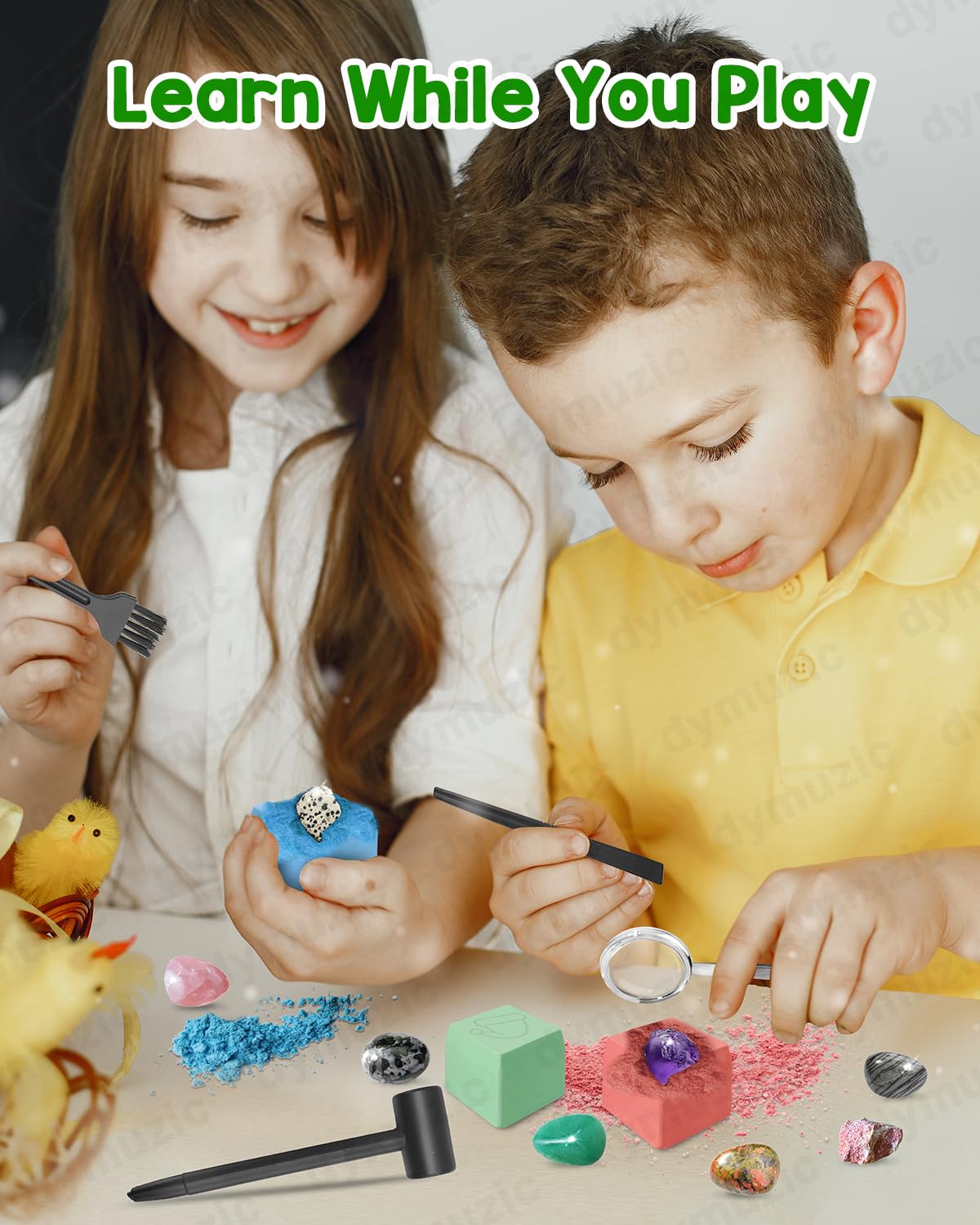 dymuzic assortment of 24 revealed gemstones and crystals for a growing collection