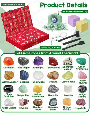 dymuzic digging tools and magnifier laid out to aid careful gem discovery