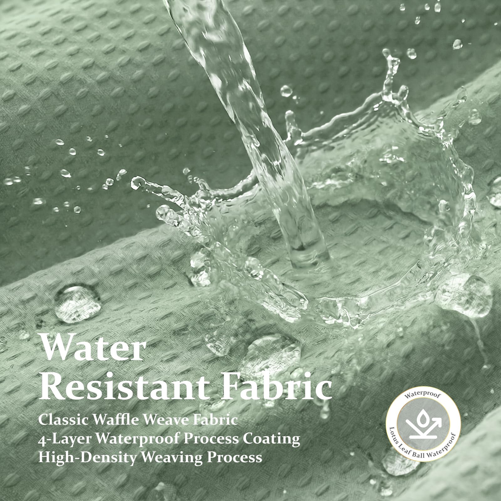 Dynamene fabric backside with water beading to show water-repellent performance benefit
