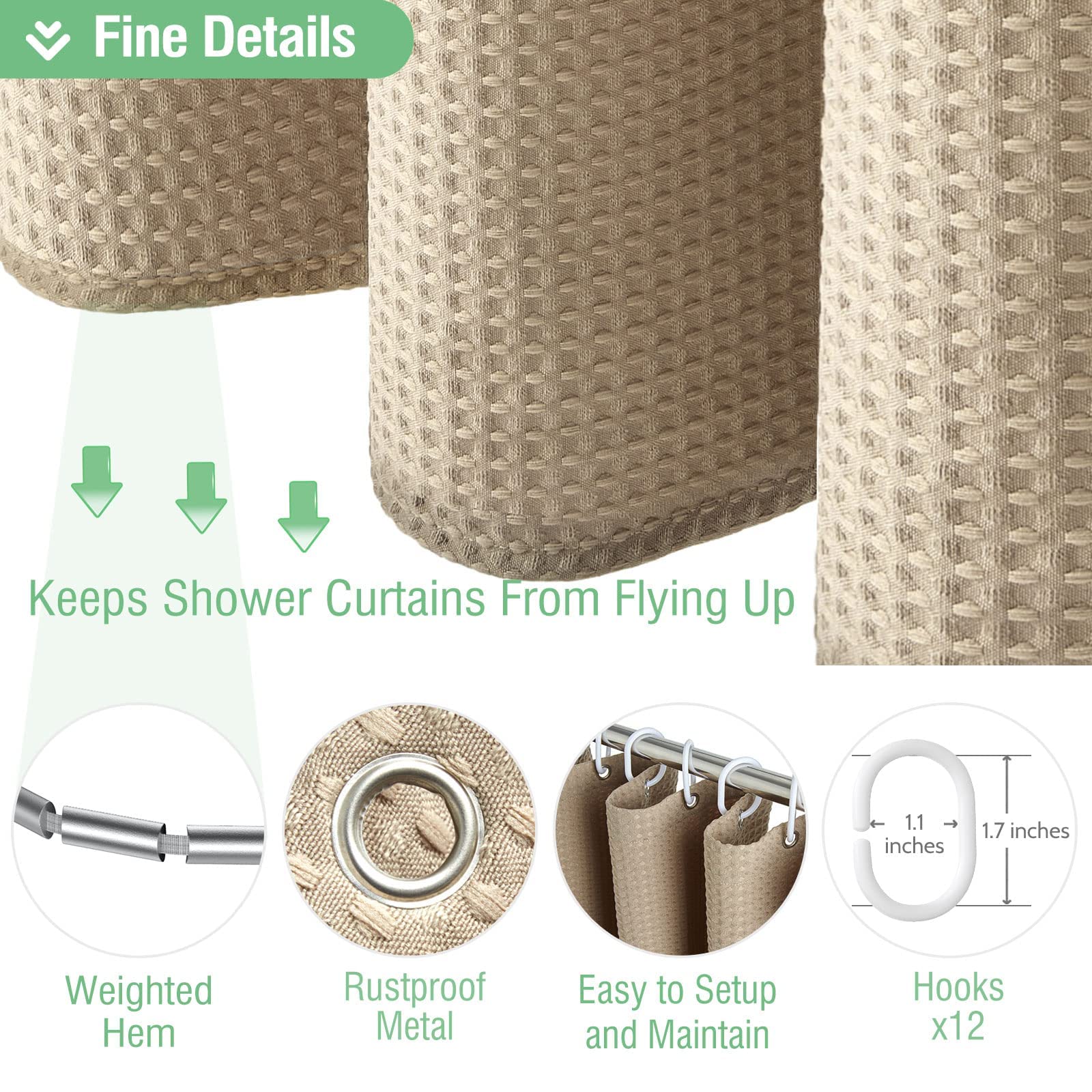 Dynamene plastic hooks and rust-resistant grommets for easy installation