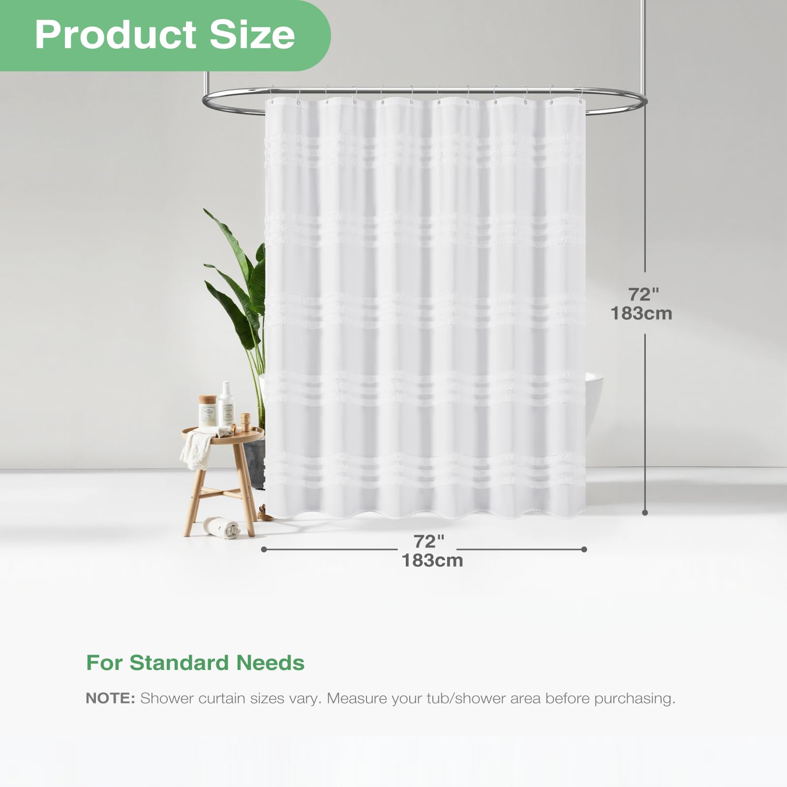 Dynamene curtain hung in farmhouse bathroom creating a cozy aesthetic