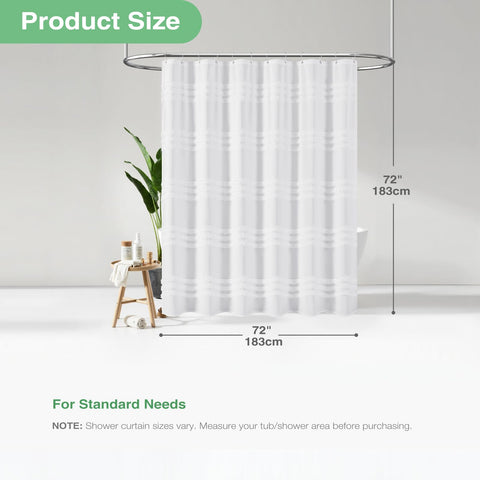 Dynamene curtain hung in farmhouse bathroom creating a cozy aesthetic