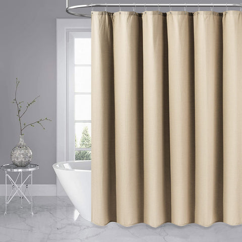 Dynamene curtain length shown against tub for accurate size fit
