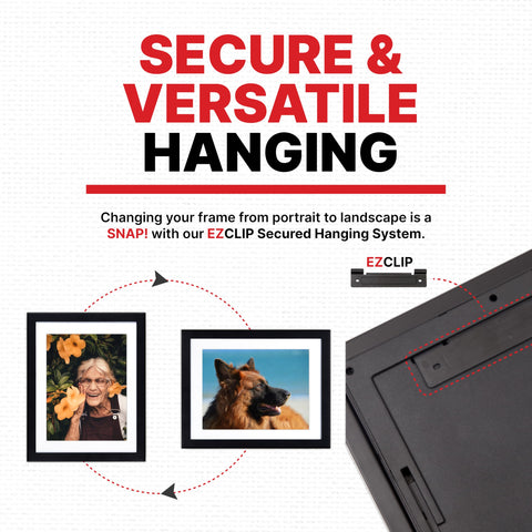 Dynamic Frames Li’l Davinci hung horizontally on wall, demonstrates flexible display and easy rotation