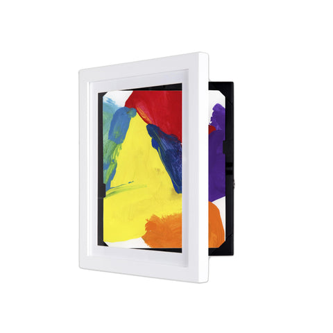 Dynamic Frames front view white frame showing displayed kids artwork and tidy presentation