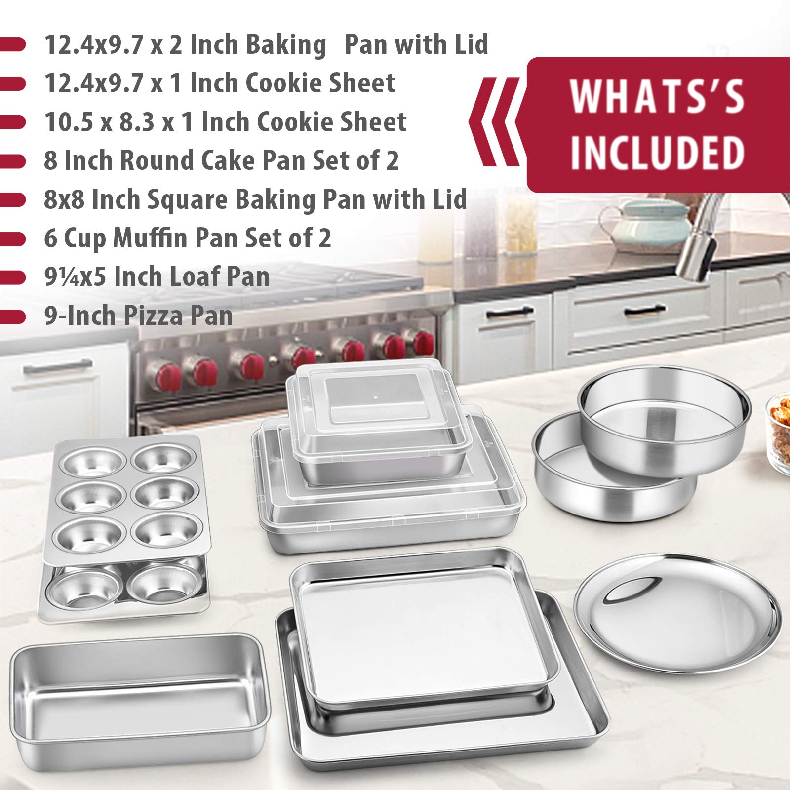E-far close-up of two 8-inch round pans showing smooth finish for even baking