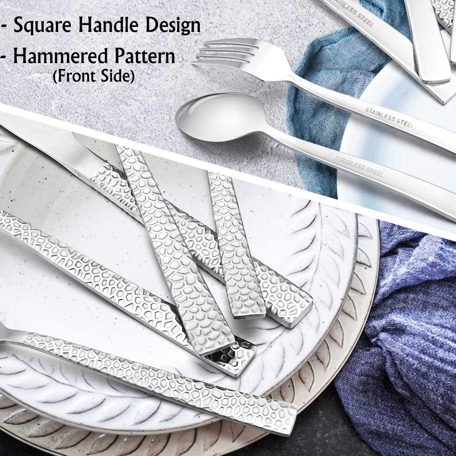 E-far stacked utensils beside a ruler for scale to show size and proportion benefit