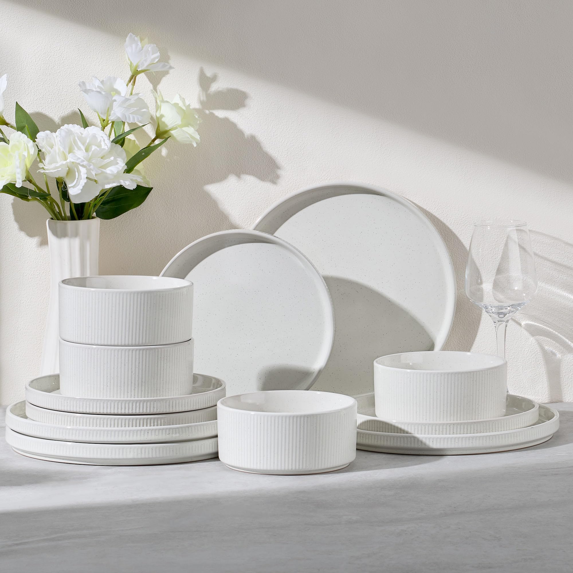 E-far front view showing full 12-piece set and elegant styling
