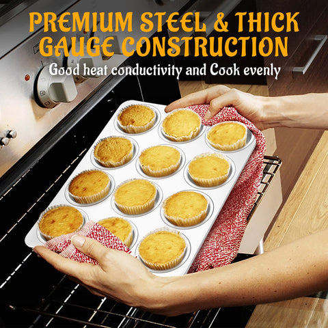 E-far muffin pan cup close-up highlighting smooth matte interior for easy release