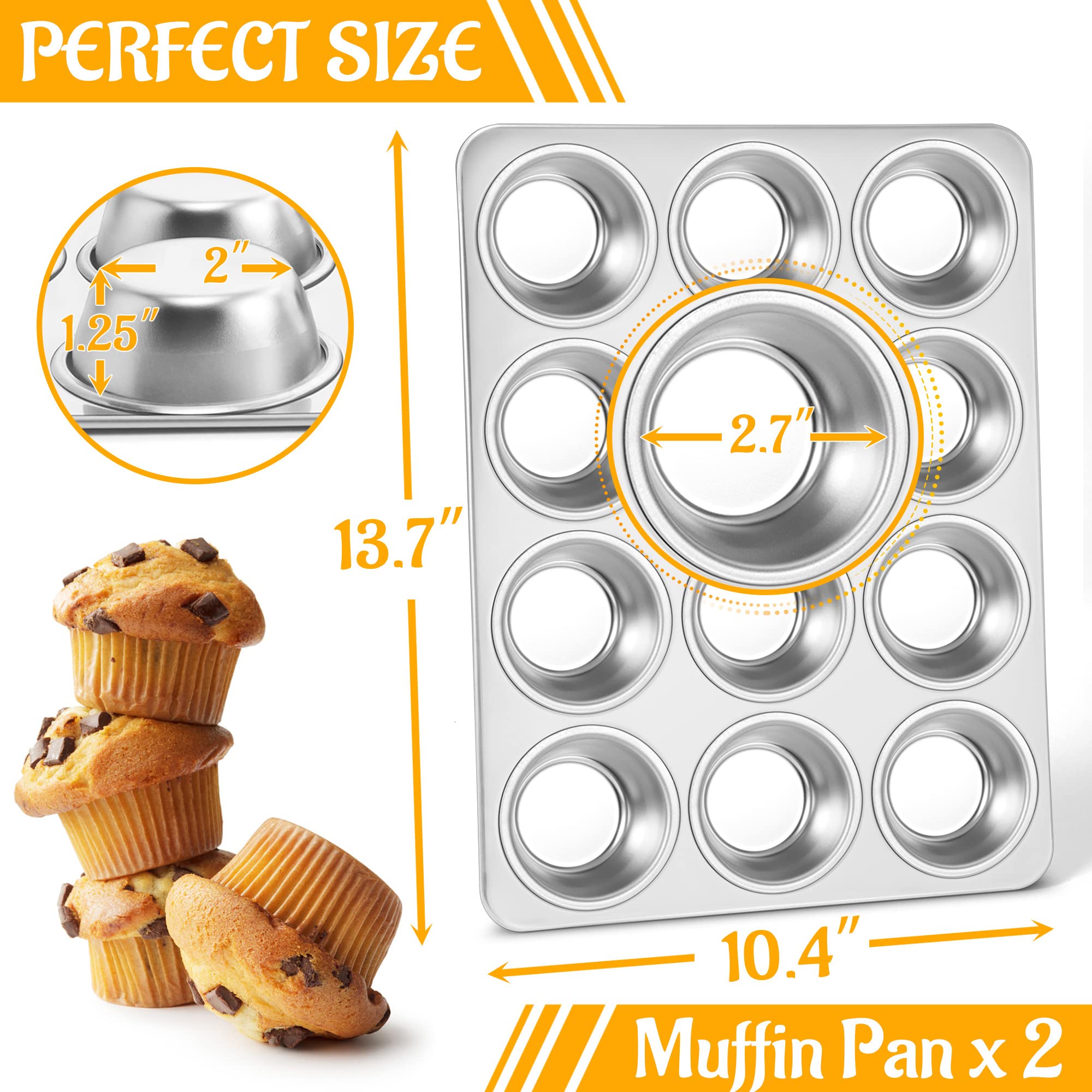 E-far muffin pan side profile showing reinforced edges and warp-resistant construction