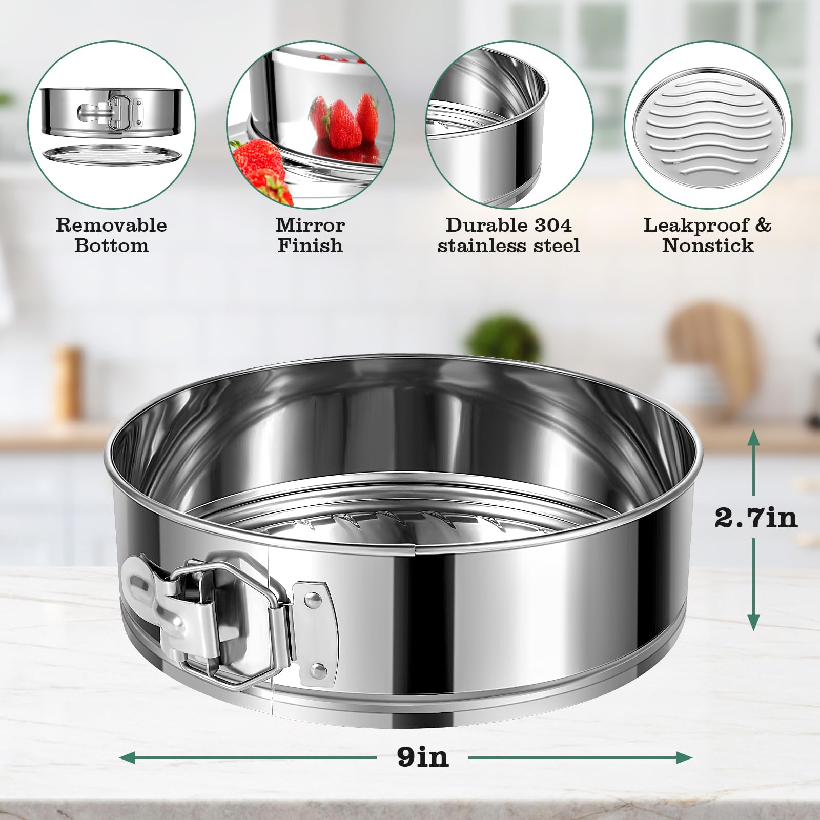 E-Gtong lifestyle kitchen setting with pan and finished cheesecake showcasing entertaining readiness