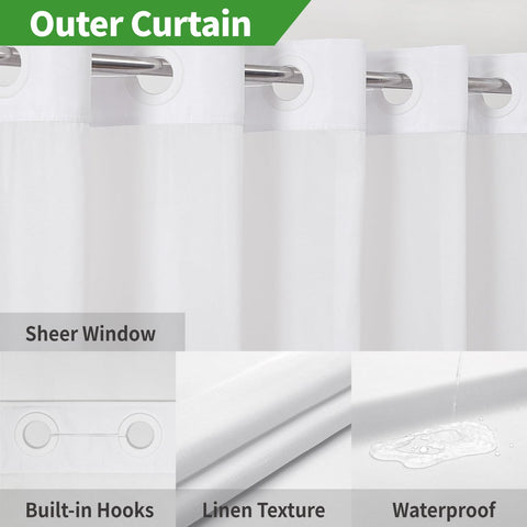 eacheope snap-in fabric liner attached to outer curtain demonstrating quick removal