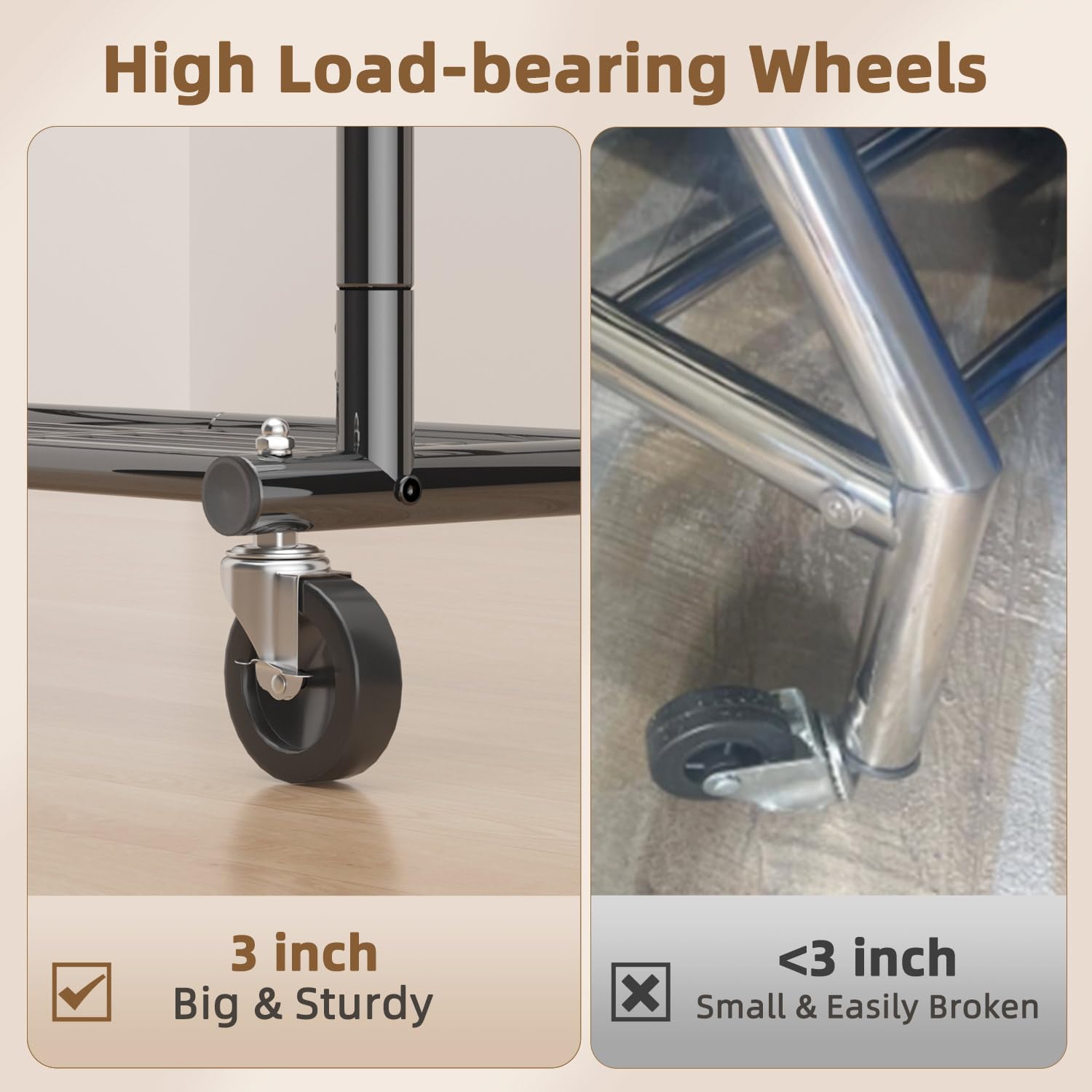 EAGMAK caster wheel and brake close-up for smooth movement and locking