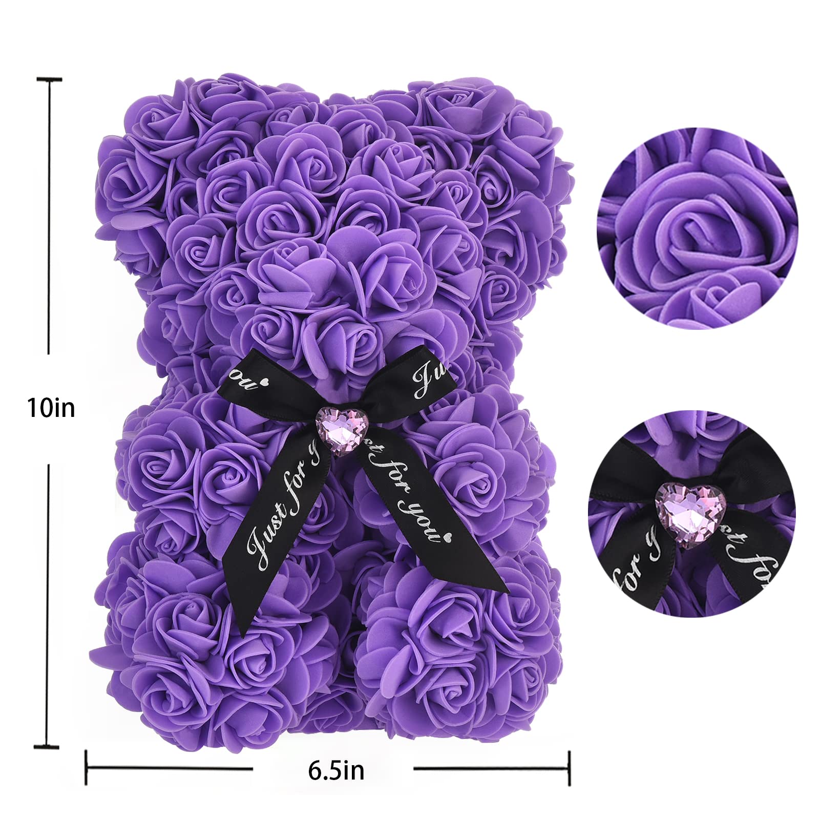 EALEBE close-up of foam roses on bear, highlighting handcrafted texture and lasting look