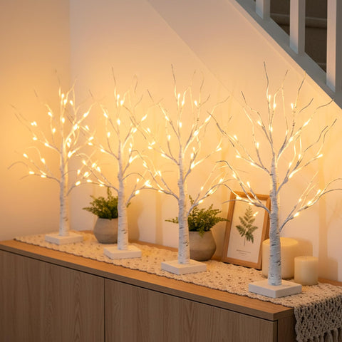 EAMBRITE close-up of flexible birch branches demonstrating ornament-holding ability